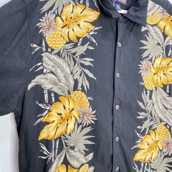 Havana Jacks Cafe Shirt Mens L Hawaiian Button Up Camp Upside down Pineapple - Picture 3 of 6